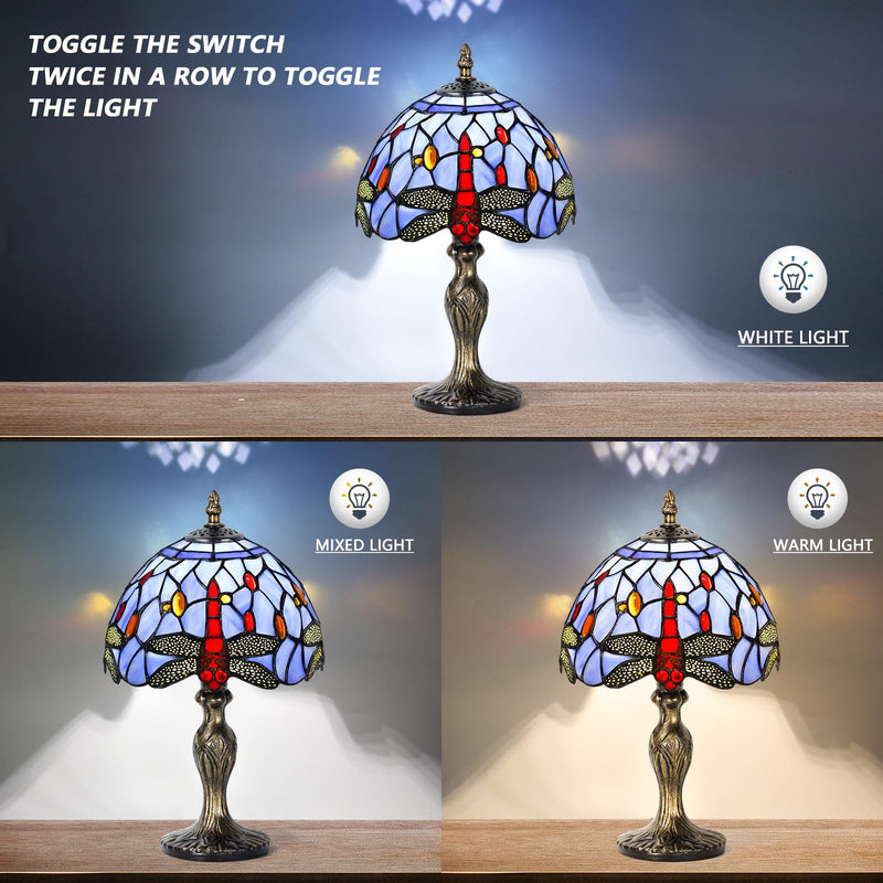 MIAOKE Stained Table Lamp Stained Glass Table Light, Handmade Desk Bedside Table Night Lamp, Antique Art Craft Gifts Lover Kid Living Room Bedroom Study Bookcase Desk Ligh