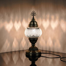 DEMMEX Handmade Colorful Mosaic Glass Table Desk Bedside Lamp Lampshade with Antique Brass Base, Small 11.8x5.5 in. (Middle East Rug)