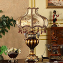 PVYGDXYI Victorian Style Gold Table Lamp,Traditional European Style Table Lamp with Bead,Antique Fabric Bedside Desk Lamp Plug in for Living Room Bedroom Office(31x51cm(12x20inch), A)