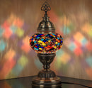 DEMMEX Handmade Colorful Mosaic Glass Table Desk Bedside Lamp Lampshade with Antique Brass Base, Small 11.8x5.5 in. (Middle East Rug)