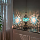 DEMMEX Handmade Colorful Mosaic Glass Table Desk Bedside Lamp Lampshade with Antique Brass Base, Small 11.8x5.5 in. (Middle East Rug)