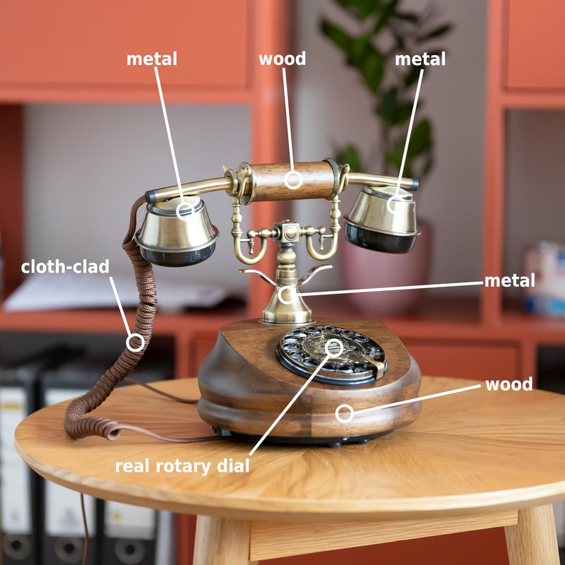 Opis 1921 Cable C: The Radio Vintage Telephone and Candlestick Phone for Home, with Modern Landline Compatibility, an Old-Fashioned Rustic Analogue Phone