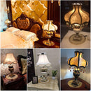 PVYGDXYI Victorian Style Gold Table Lamp,Traditional European Style Table Lamp with Bead,Antique Fabric Bedside Desk Lamp Plug in for Living Room Bedroom Office(31x51cm(12x20inch), A)