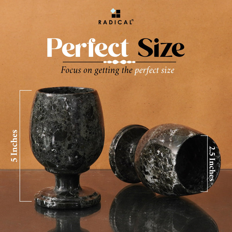 Radicaln Marble Wine Glasses 5'' Inches Marinara Handmade Glasses Drinking Set For Red and White Wine - Champagne Glasses