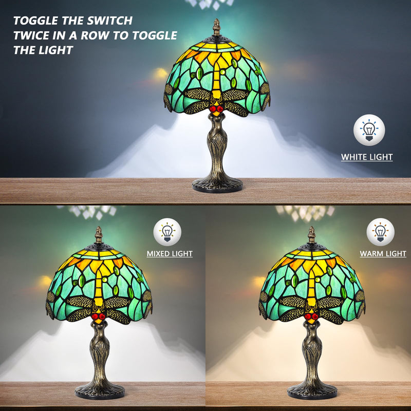 MIAOKE Stained Table Lamp Stained Glass Table Light, Handmade Desk Bedside Table Night Lamp, Antique Art Craft Gifts Lover Kid Living Room Bedroom Study Bookcase Desk Ligh