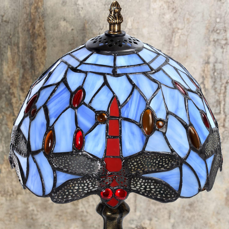 MIAOKE Stained Table Lamp Stained Glass Table Light, Handmade Desk Bedside Table Night Lamp, Antique Art Craft Gifts Lover Kid Living Room Bedroom Study Bookcase Desk Ligh
