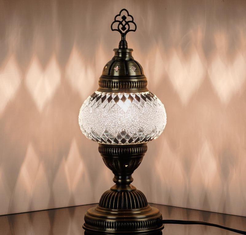 DEMMEX Handmade Colorful Mosaic Glass Table Desk Bedside Lamp Lampshade with Antique Brass Base, Small 11.8x5.5 in. (Middle East Rug)