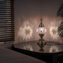 DEMMEX Handmade Colorful Mosaic Glass Table Desk Bedside Lamp Lampshade with Antique Brass Base, Small 11.8x5.5 in. (Middle East Rug)