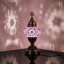 DEMMEX Handmade Colorful Mosaic Glass Table Desk Bedside Lamp Lampshade with Antique Brass Base, Small 11.8x5.5 in. (Middle East Rug)