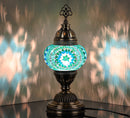 DEMMEX Handmade Colorful Mosaic Glass Table Desk Bedside Lamp Lampshade with Antique Brass Base, Small 11.8x5.5 in. (Middle East Rug)