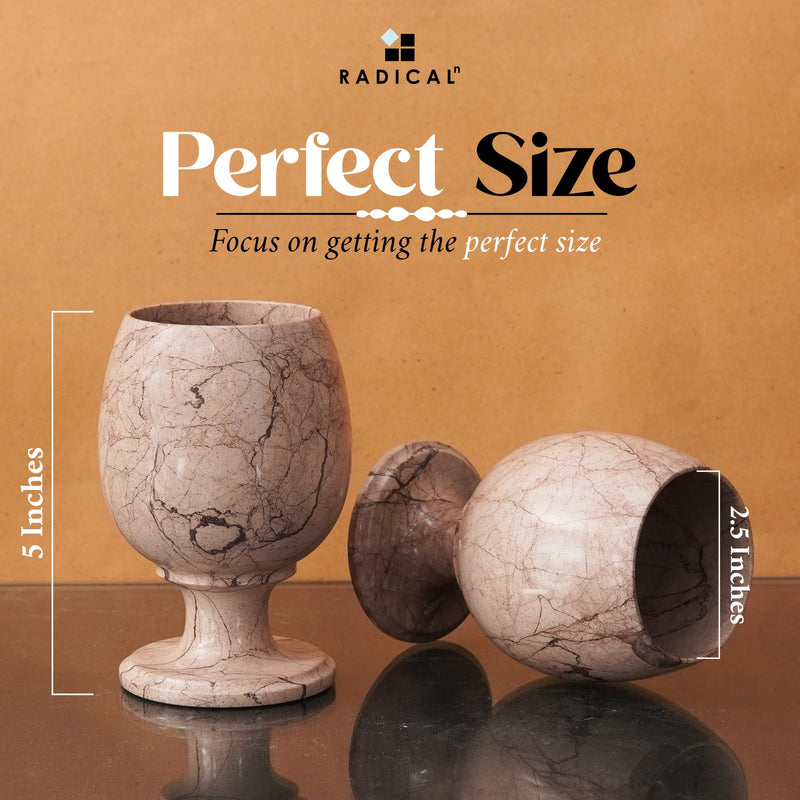 Radicaln Marble Wine Glasses 5'' Inches Marinara Handmade Glasses Drinking Set For Red and White Wine - Champagne Glasses