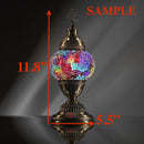 DEMMEX Handmade Colorful Mosaic Glass Table Desk Bedside Lamp Lampshade with Antique Brass Base, Small 11.8x5.5 in. (Middle East Rug)