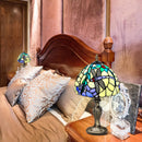 MIAOKE Stained Table Lamp Stained Glass Table Light, Handmade Desk Bedside Table Night Lamp, Antique Art Craft Gifts Lover Kid Living Room Bedroom Study Bookcase Desk Ligh