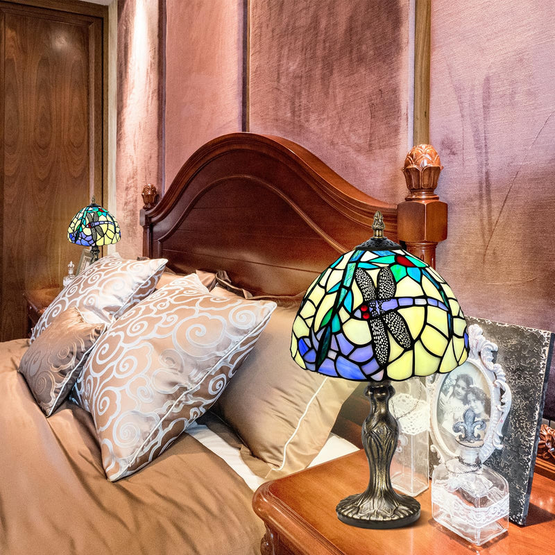 MIAOKE Stained Table Lamp Stained Glass Table Light, Handmade Desk Bedside Table Night Lamp, Antique Art Craft Gifts Lover Kid Living Room Bedroom Study Bookcase Desk Ligh