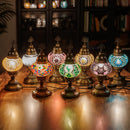 DEMMEX Handmade Colorful Mosaic Glass Table Desk Bedside Lamp Lampshade with Antique Brass Base, Small 11.8x5.5 in. (Middle East Rug)