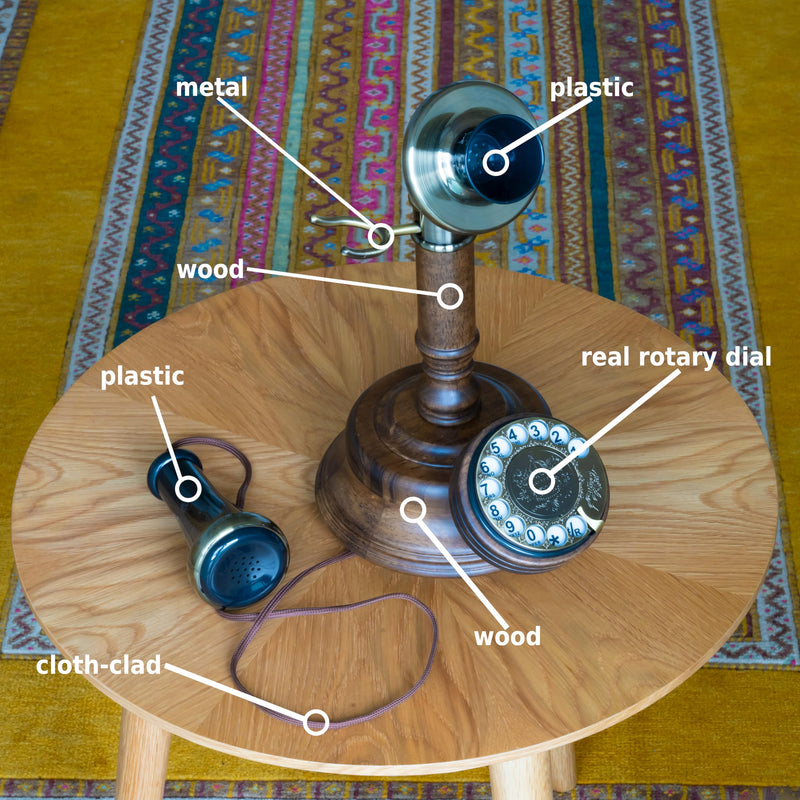 Opis 1921 Cable C: The Radio Vintage Telephone and Candlestick Phone for Home, with Modern Landline Compatibility, an Old-Fashioned Rustic Analogue Phone